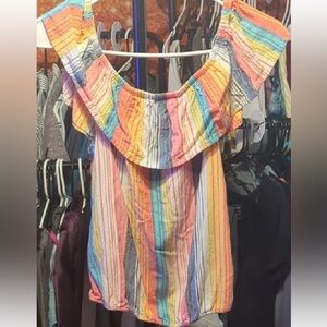 Arizona Jean Company Multicolor Striped Off-Shoulder Blouse